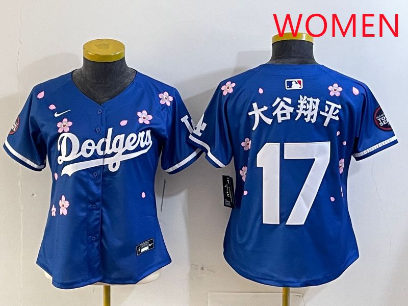 Women Los Angeles Dodgers 17 Ohtani Blue Sakura Edition 2025 Nike MLB Jersey style 11